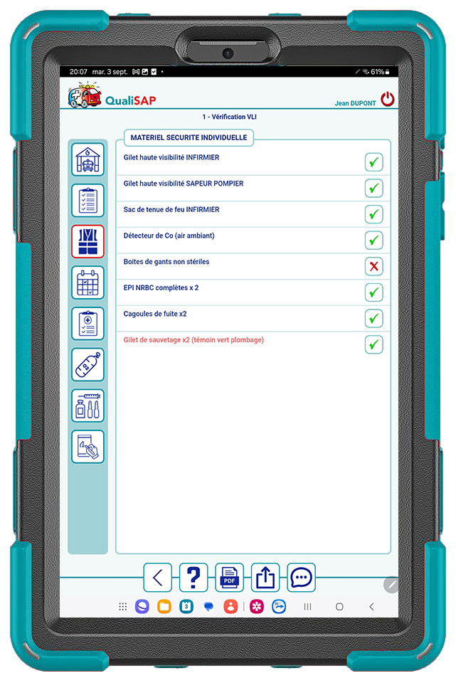 Tablette QualiSAP formulaire VLI